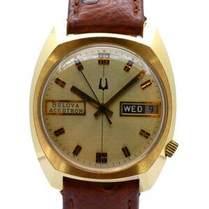 1970 N0 Bulova Accutron Turning Fork Cal 2182 GF Day-Date 34mm Watch Ref: 2992!